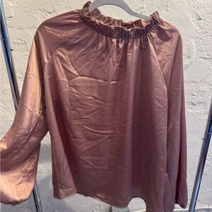 Renee C Pink Ruffled 3/4 Sleeve Blouse